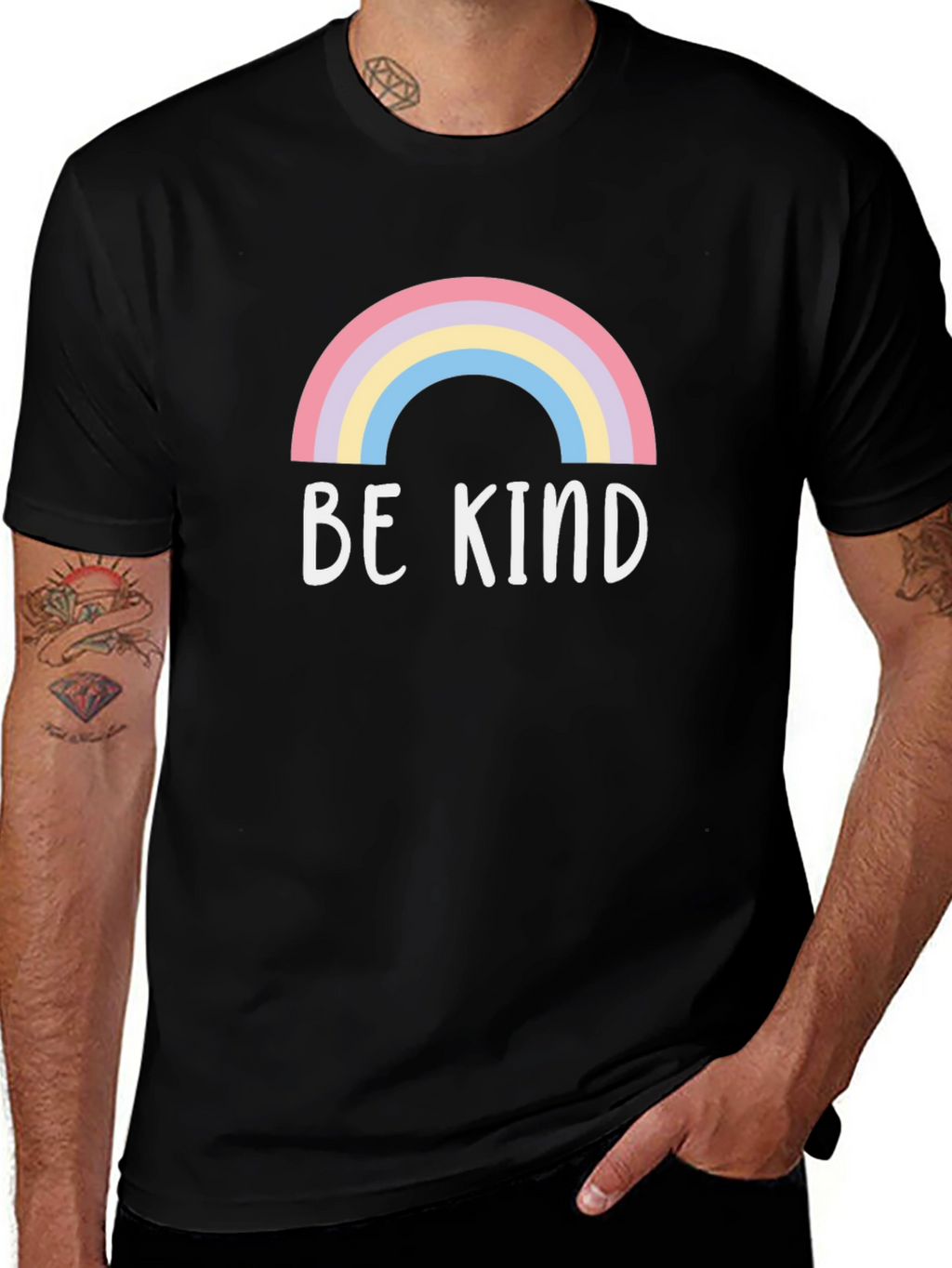 Be Kind Rainbow Graphic Tee - Soft Cotton Blend