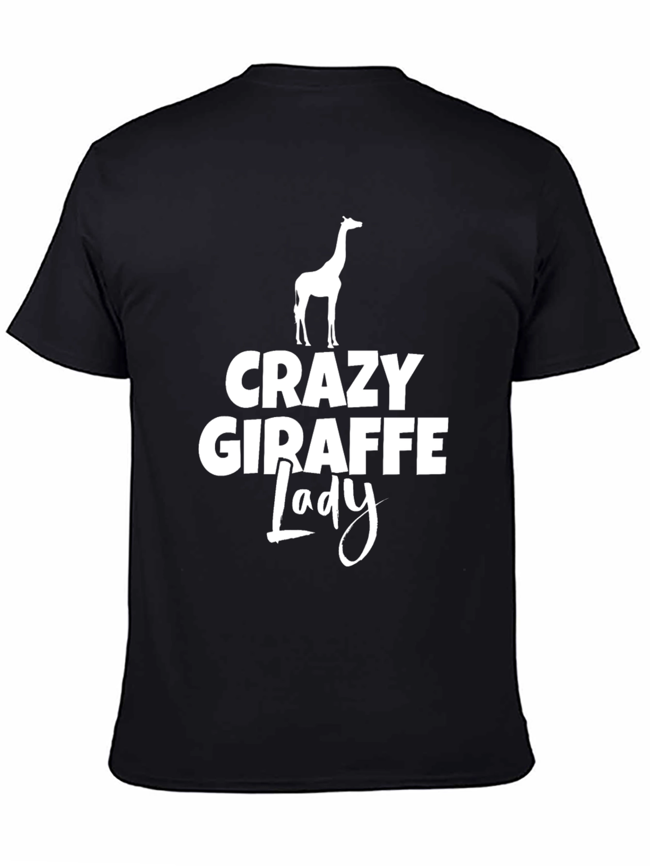 Crazy Giraffe Lady T-Shirt - Black Novelty Tee