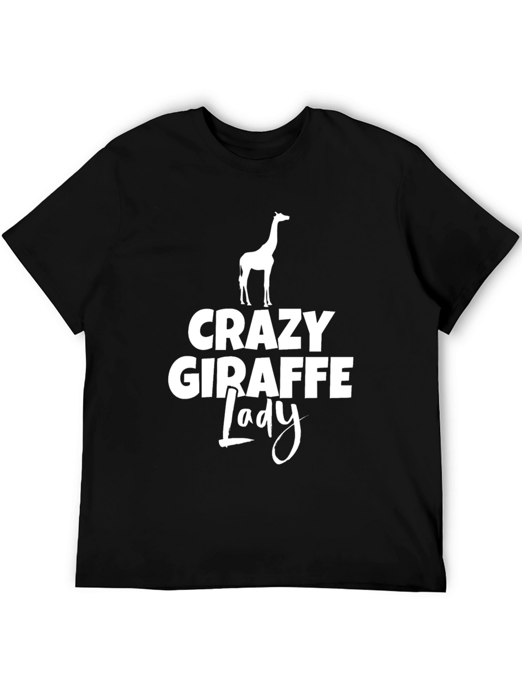 Crazy Giraffe Lady T-Shirt - Black Novelty Tee