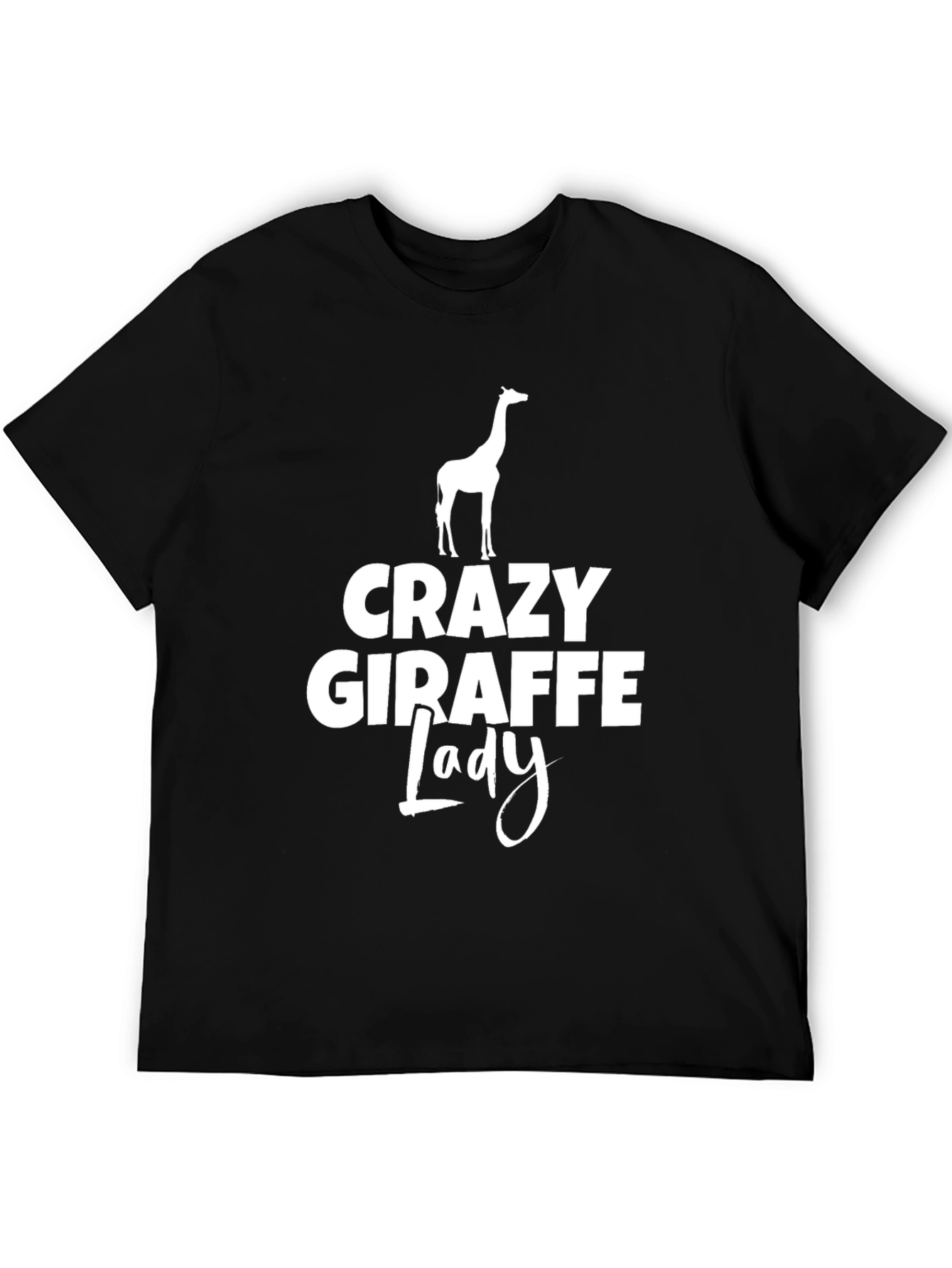 Crazy Giraffe Lady T-Shirt - Black Novelty Tee