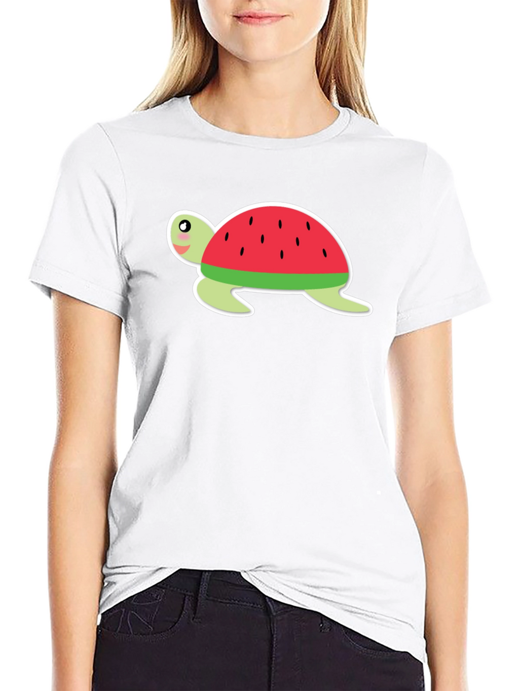 Watermelon Turtle Black T-Shirt