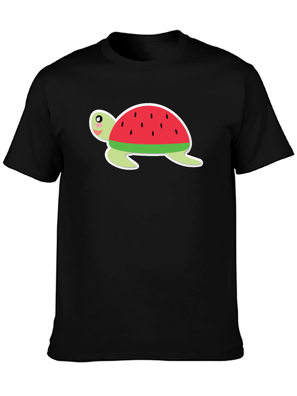 Watermelon Turtle Black T-Shirt