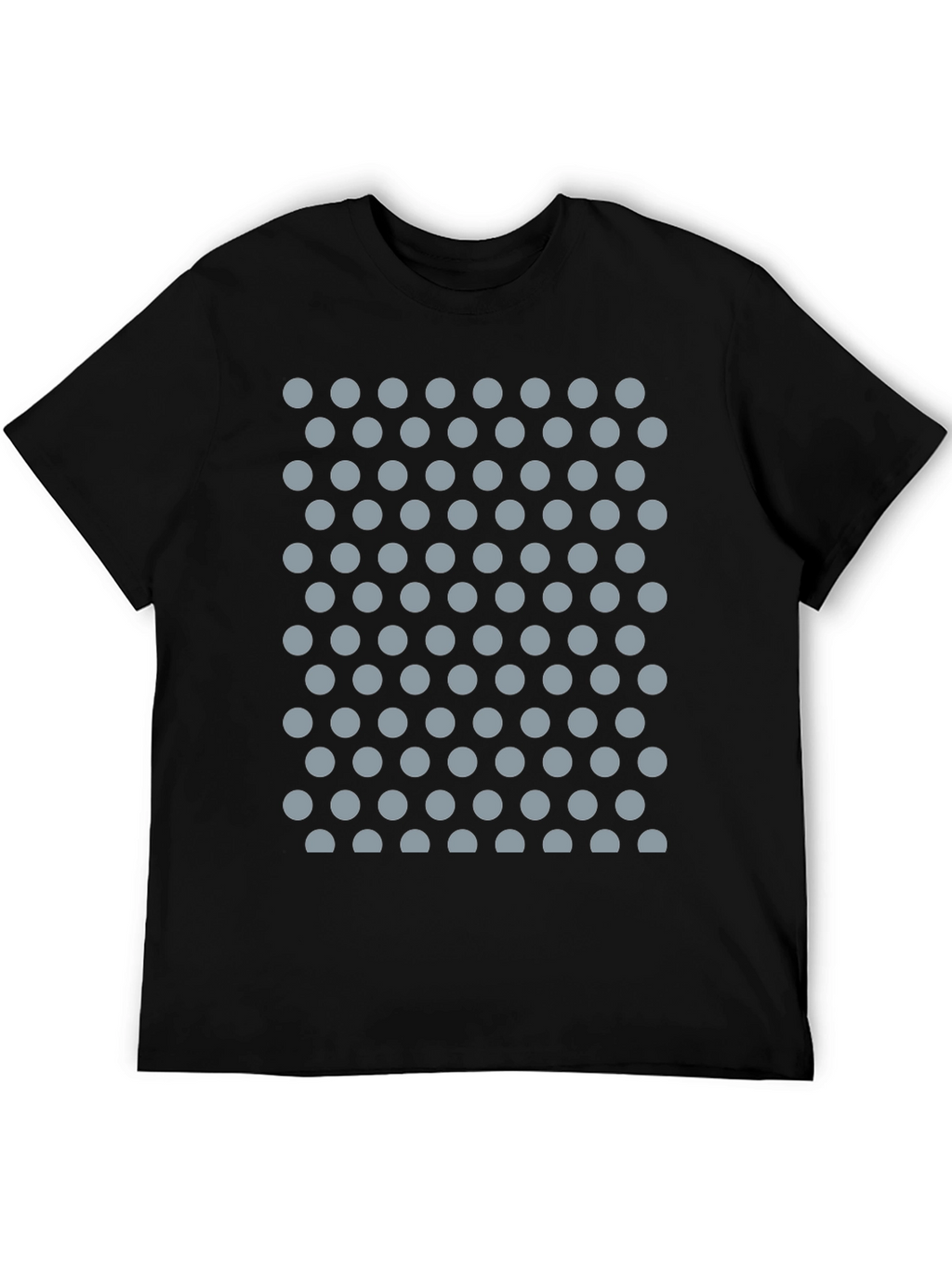 Black T-Shirt with Gray Polka Dot Pattern