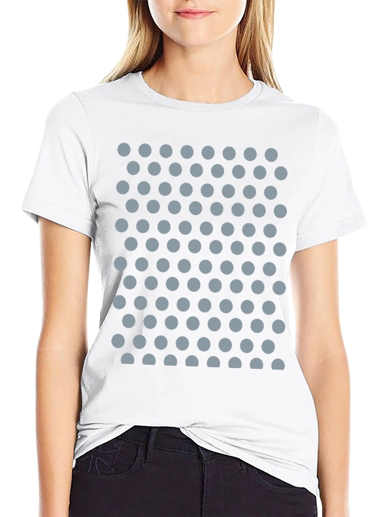 Black T-Shirt with Gray Polka Dot Pattern