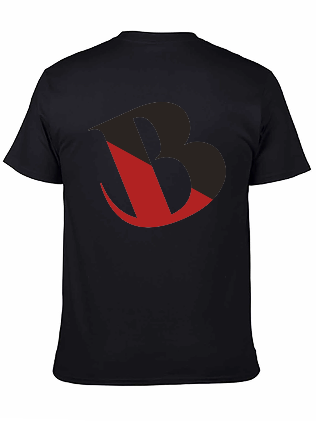 Bold Graphic Tee - Black with Red Letter Design