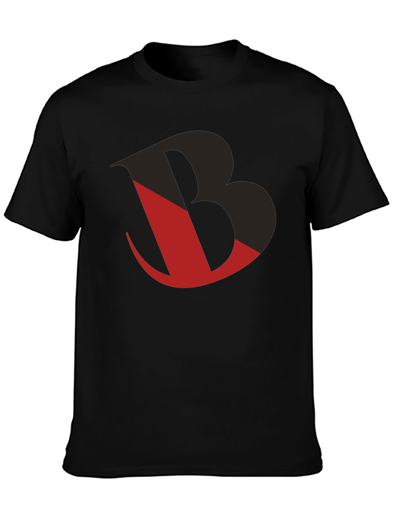 Bold Graphic Tee - Black with Red Letter Design