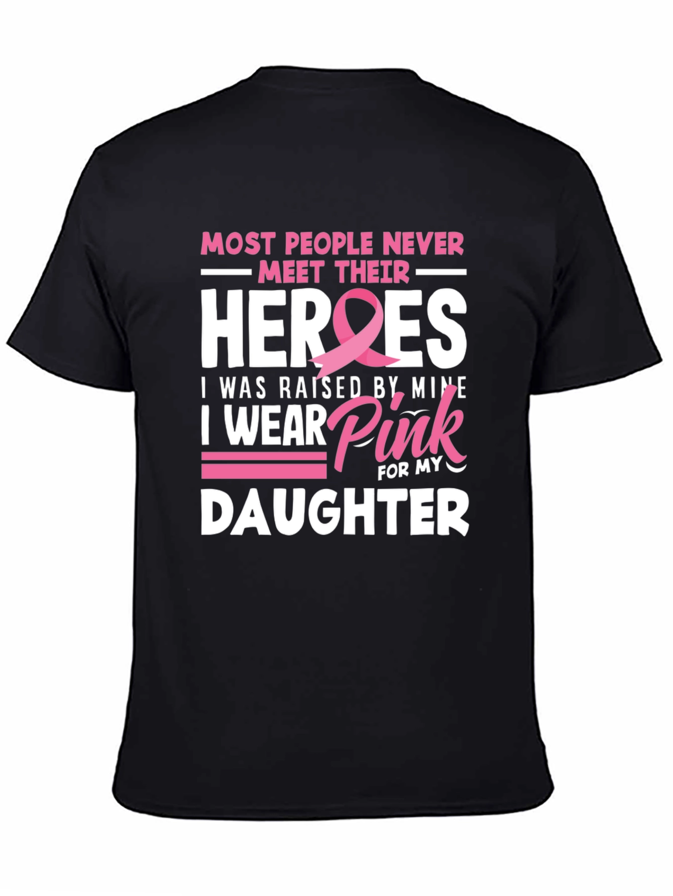 Heroes Daughter Pink Ribbon Breast Cancer Awareness T-Shirt