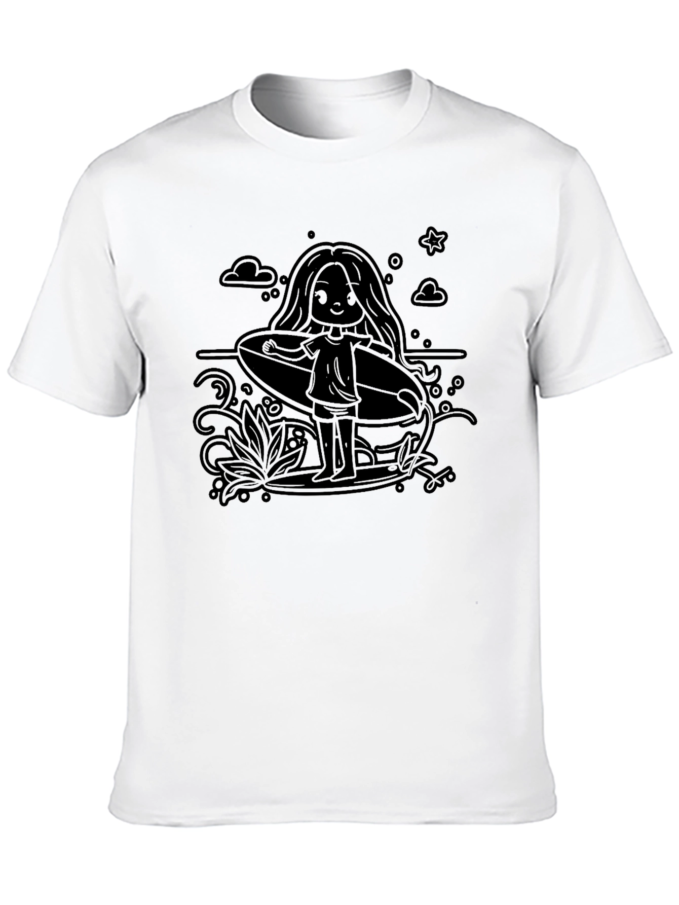 Surfer Girl Graphic Tee - Black