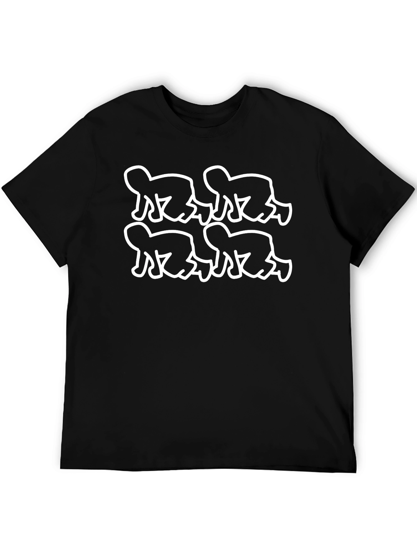 Crawling Baby Pattern Black Crew Neck T-Shirt