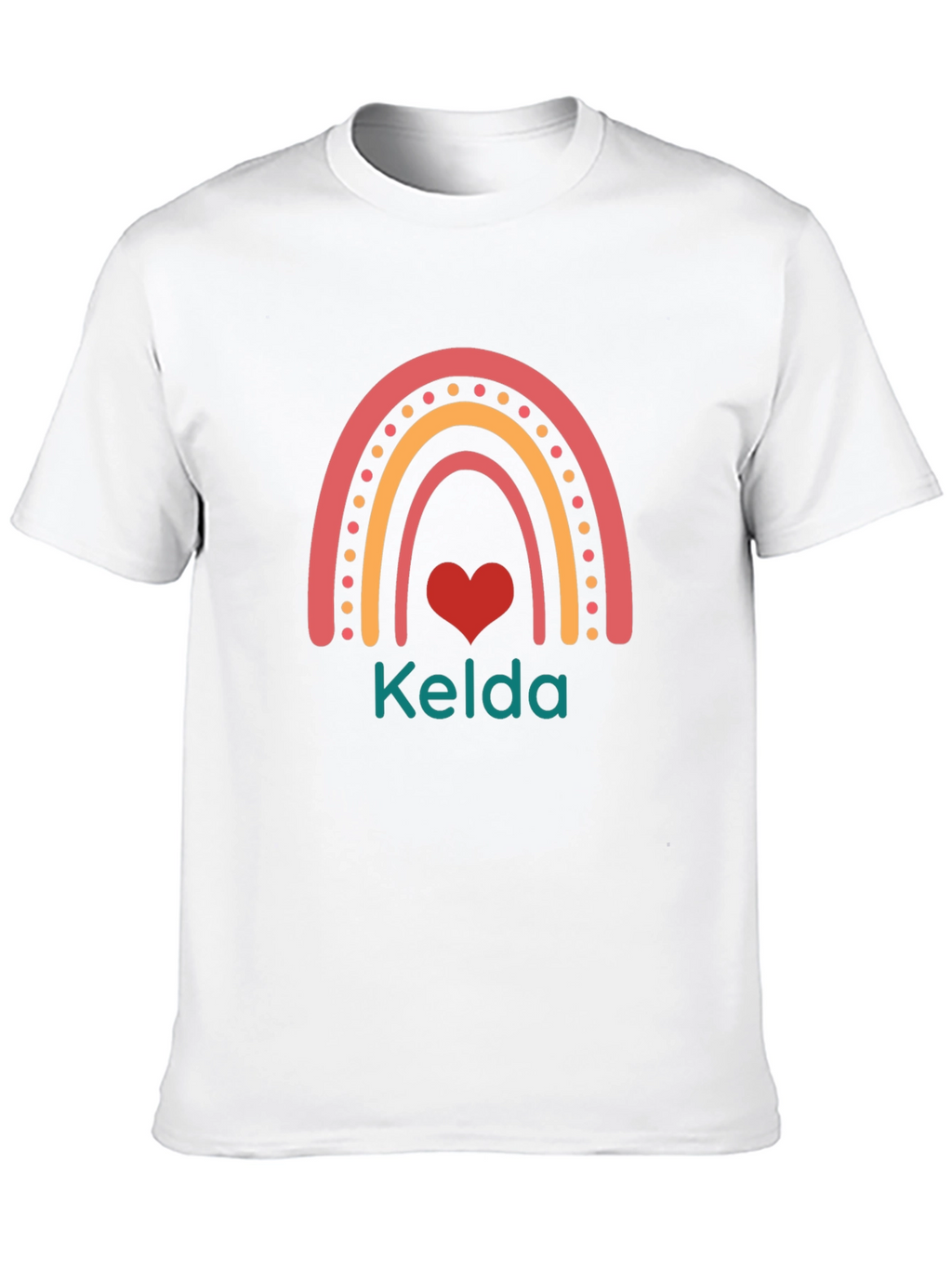 Personalized Rainbow Heart Kelda Black T-Shirt