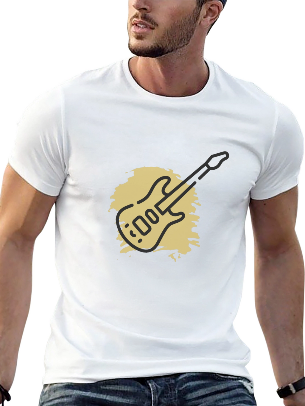 Guitar Graphic Black T-Shirt - Mens