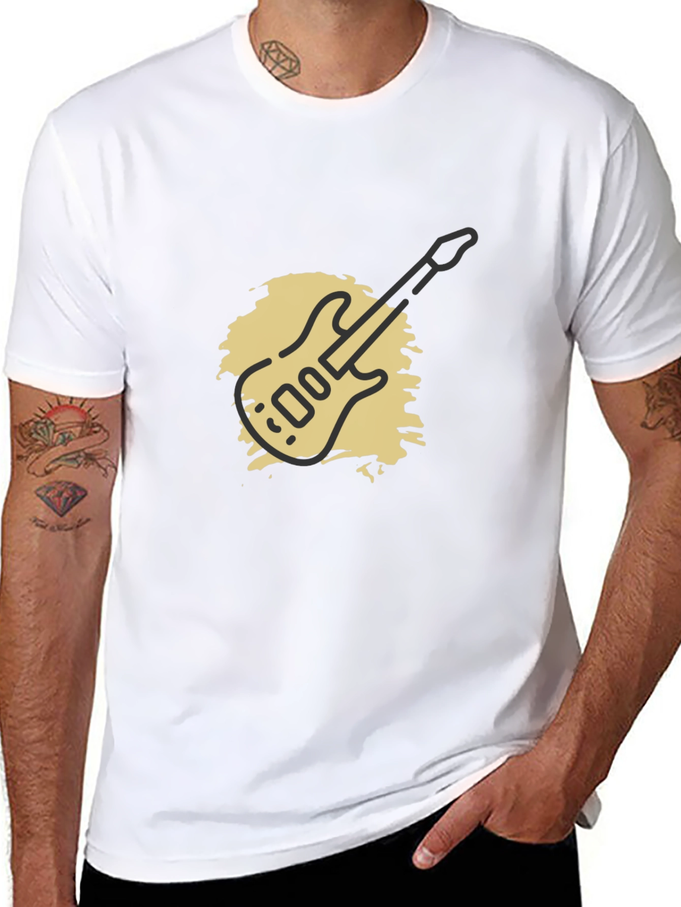 Guitar Graphic Black T-Shirt - Mens