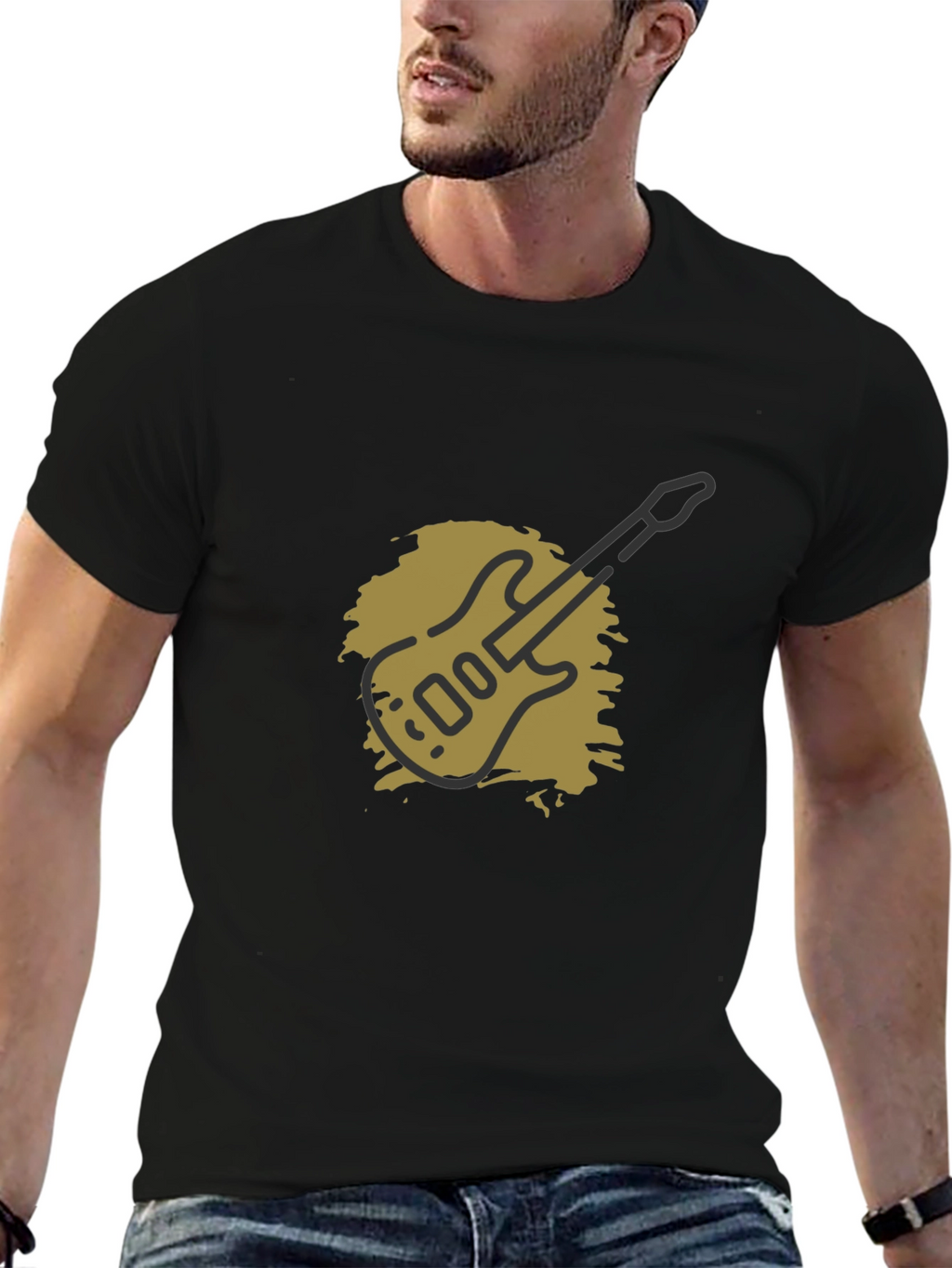Guitar Graphic Black T-Shirt - Mens