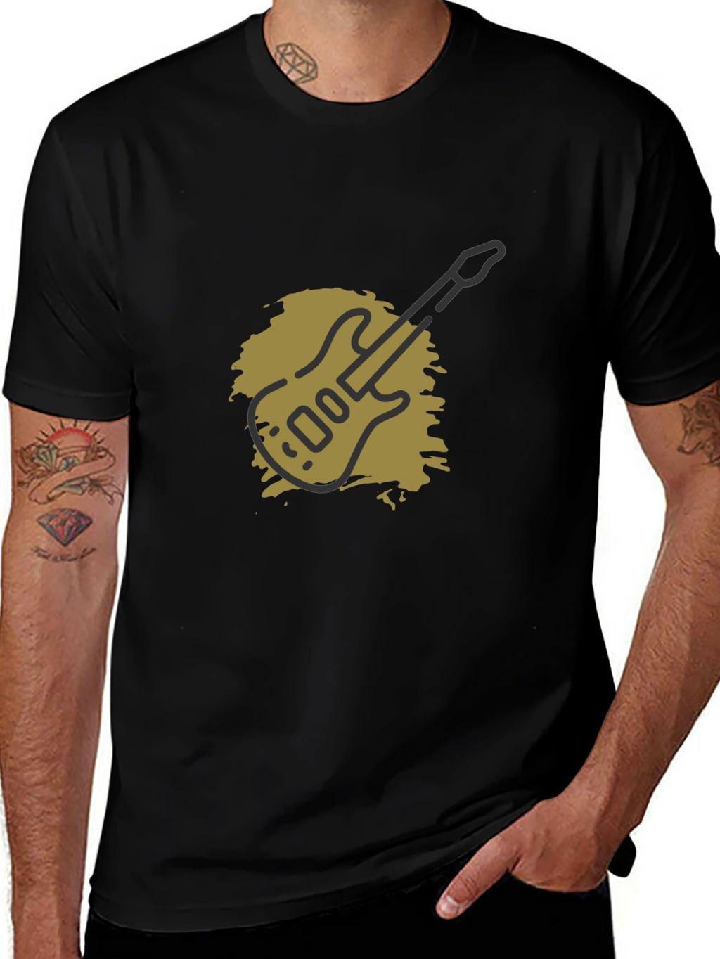 Guitar Graphic Black T-Shirt - Mens