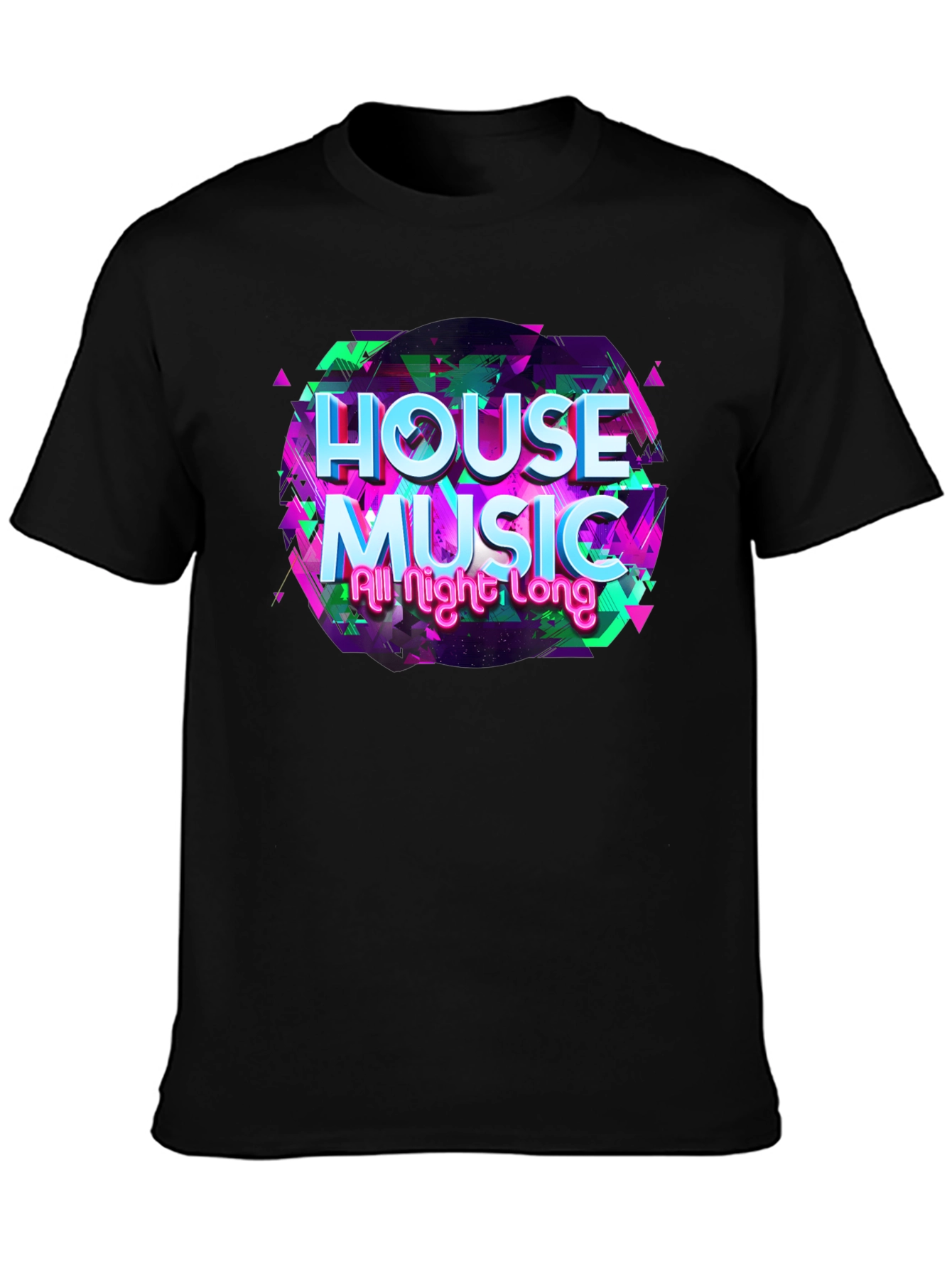 House Music All Night Long Black T-Shirt