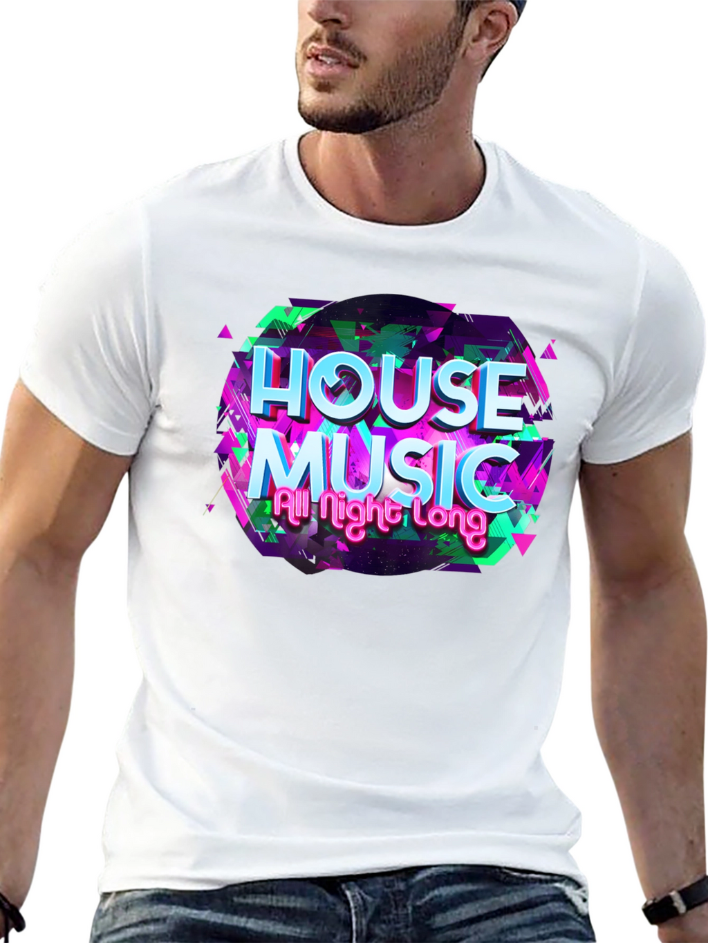 House Music All Night Long Black T-Shirt