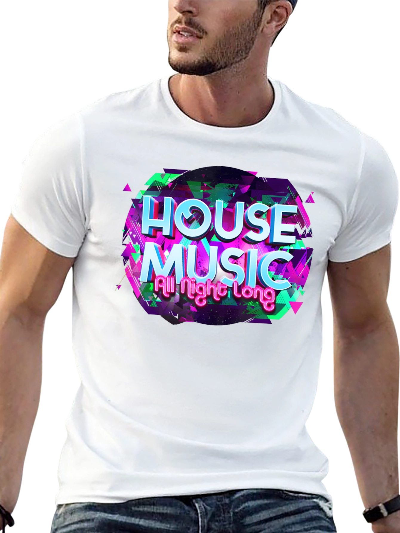House Music All Night Long Black T-Shirt