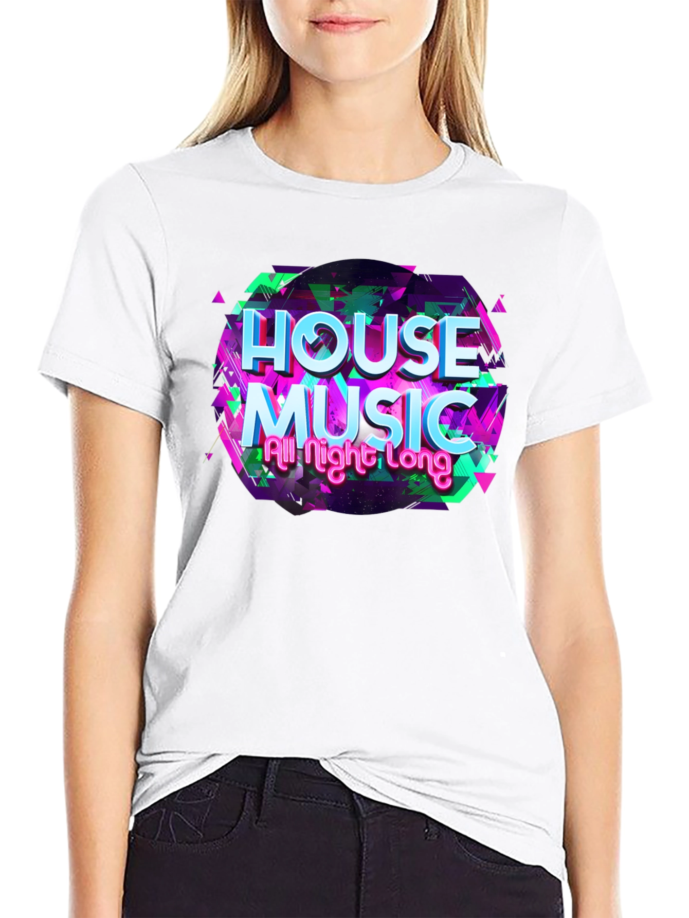 House Music All Night Long Black T-Shirt