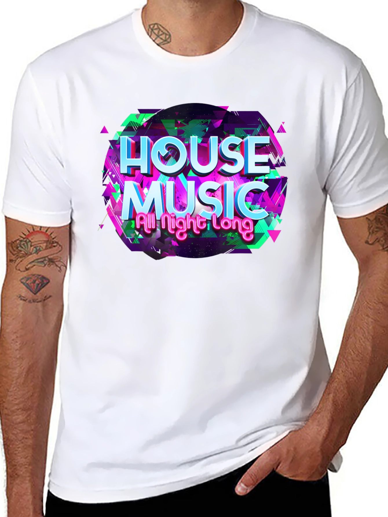 House Music All Night Long Black T-Shirt