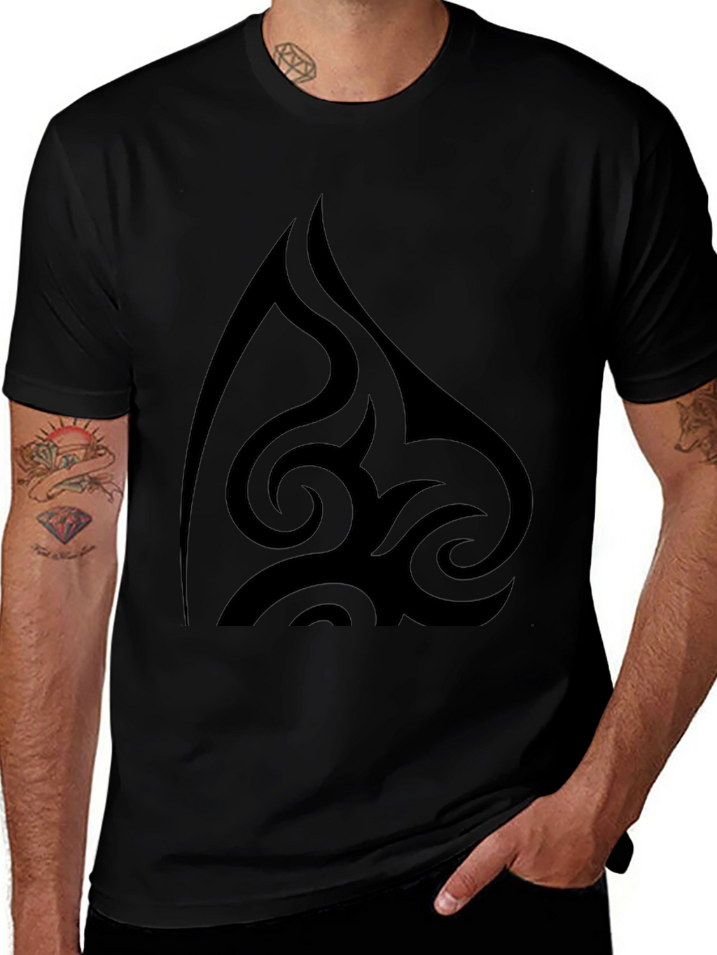 Tribal Design Black T-Shirt