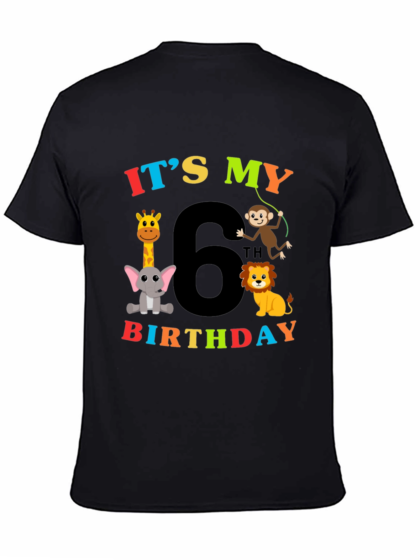 Kids 6th Birthday Animal T-Shirt