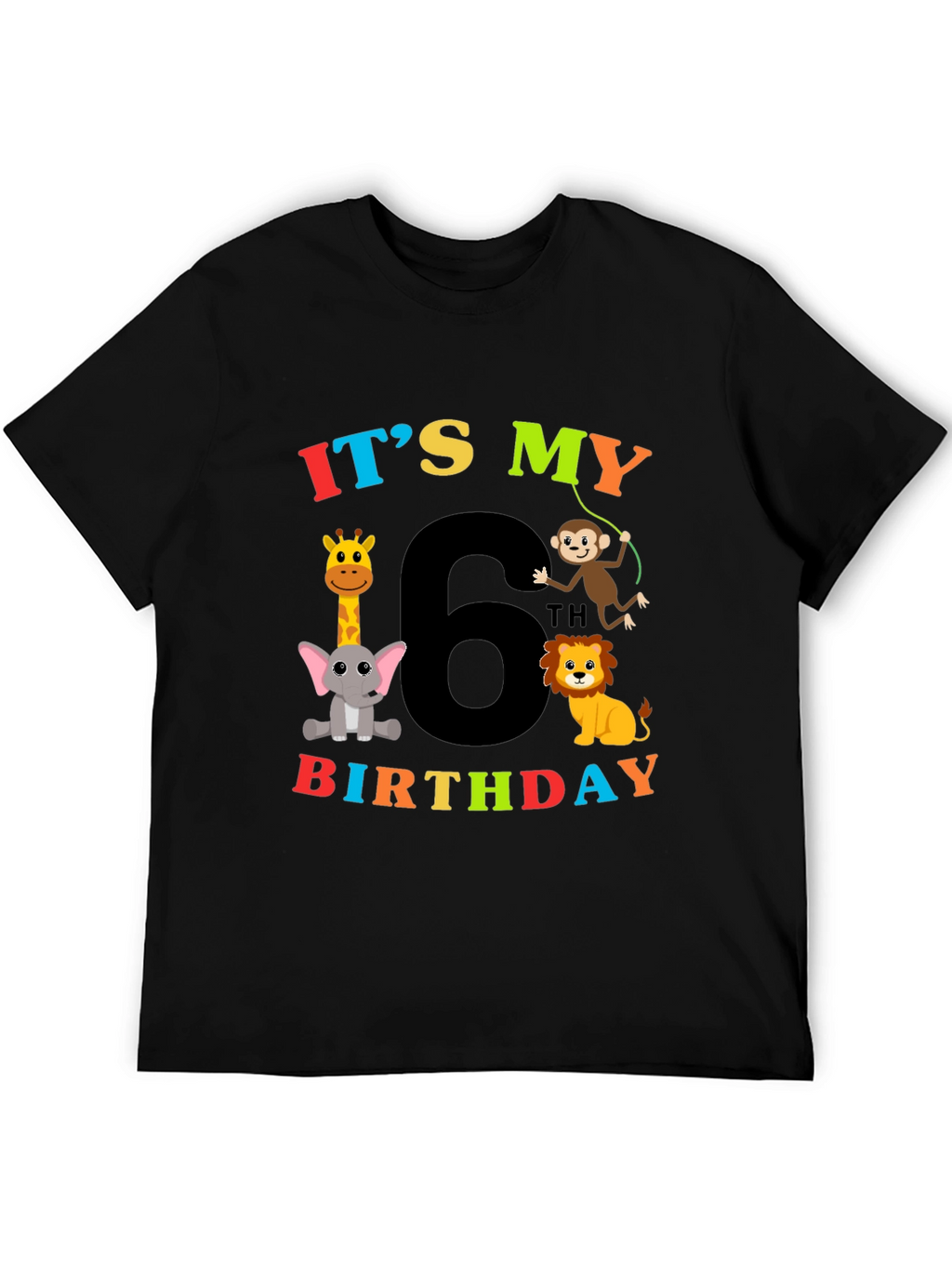 Kids 6th Birthday Animal T-Shirt