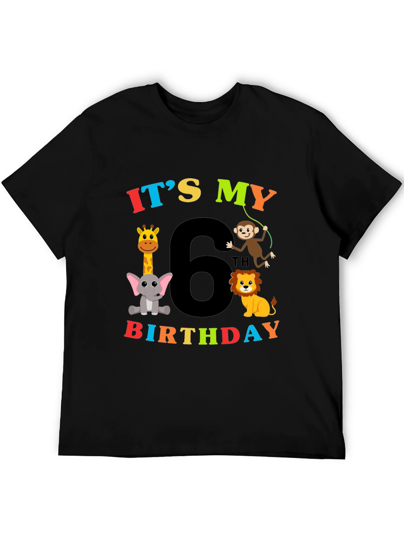 Kids 6th Birthday Animal T-Shirt