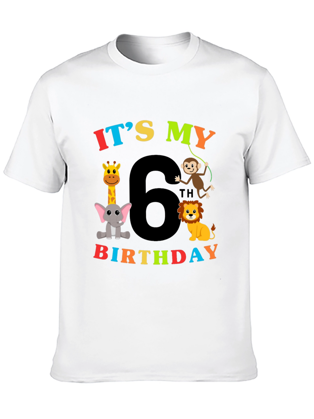 Kids 6th Birthday Animal T-Shirt