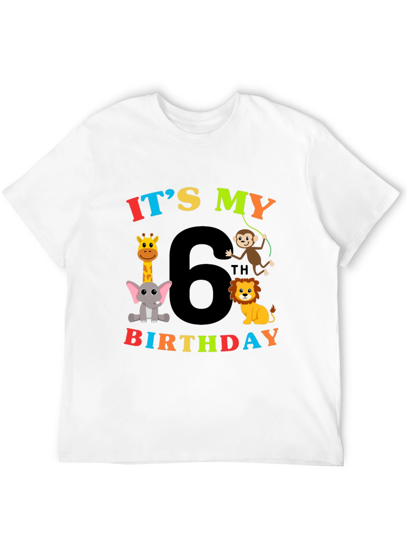 Kids 6th Birthday Animal T-Shirt