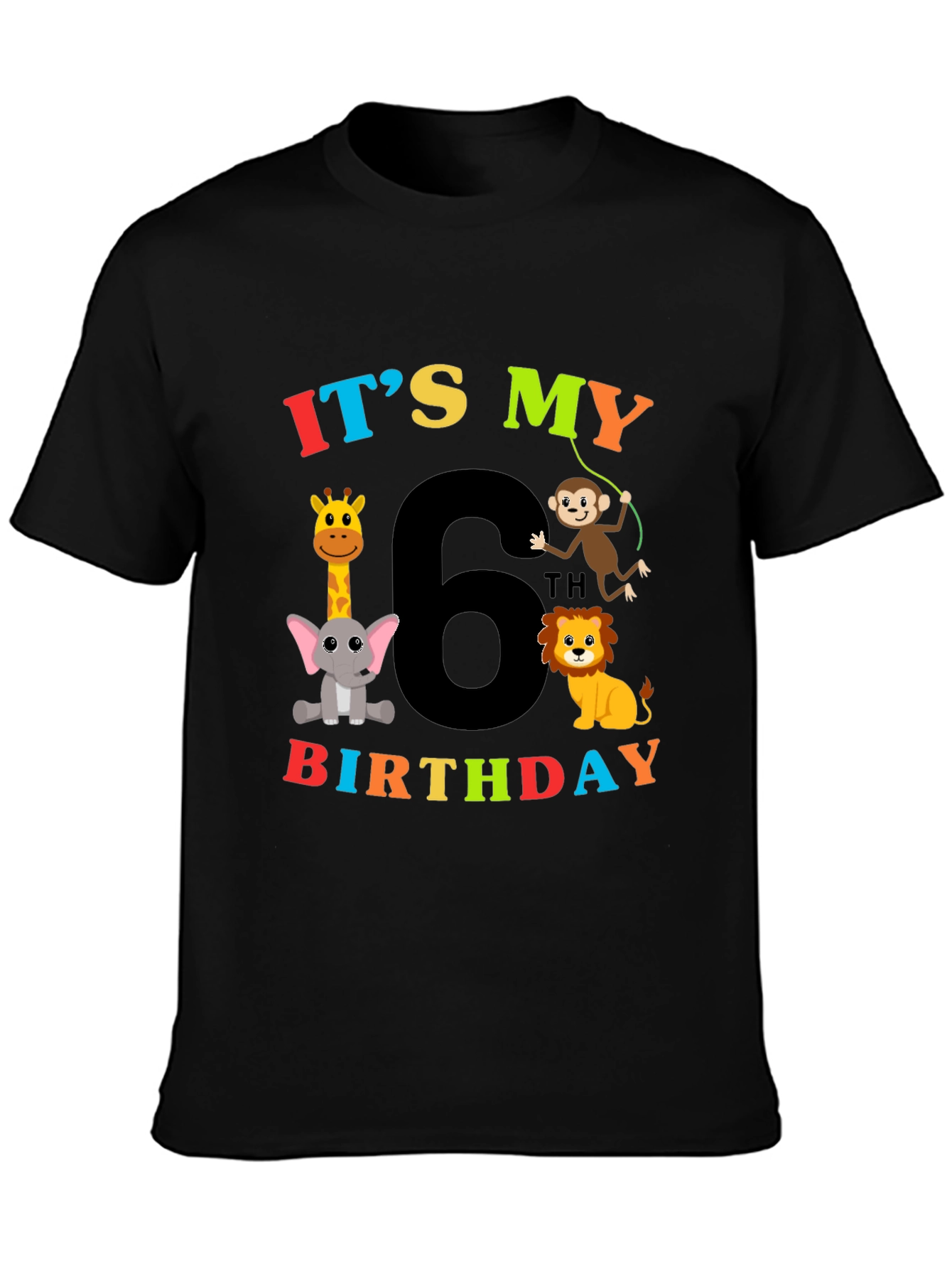 Kids 6th Birthday Animal T-Shirt