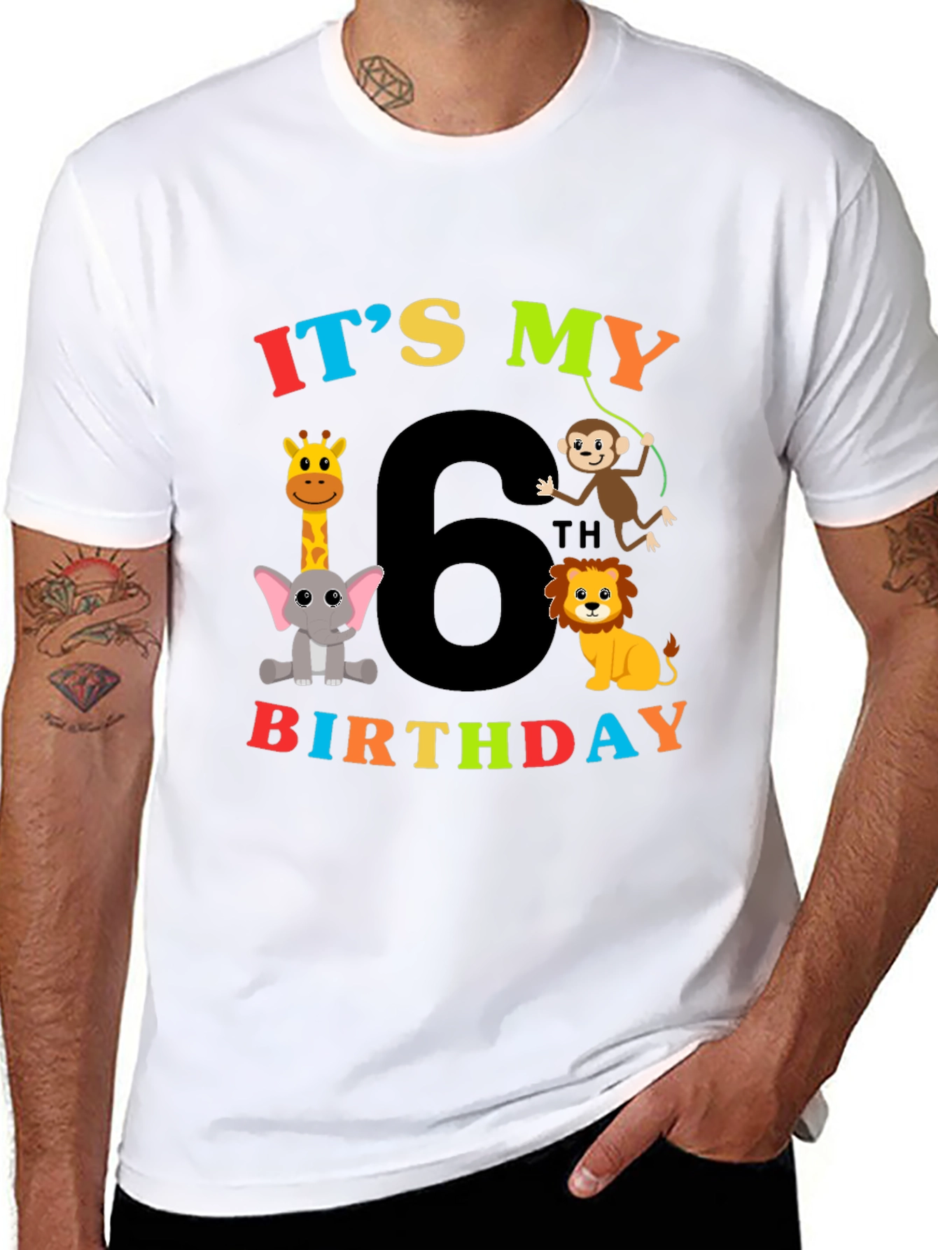 Kids 6th Birthday Animal T-Shirt