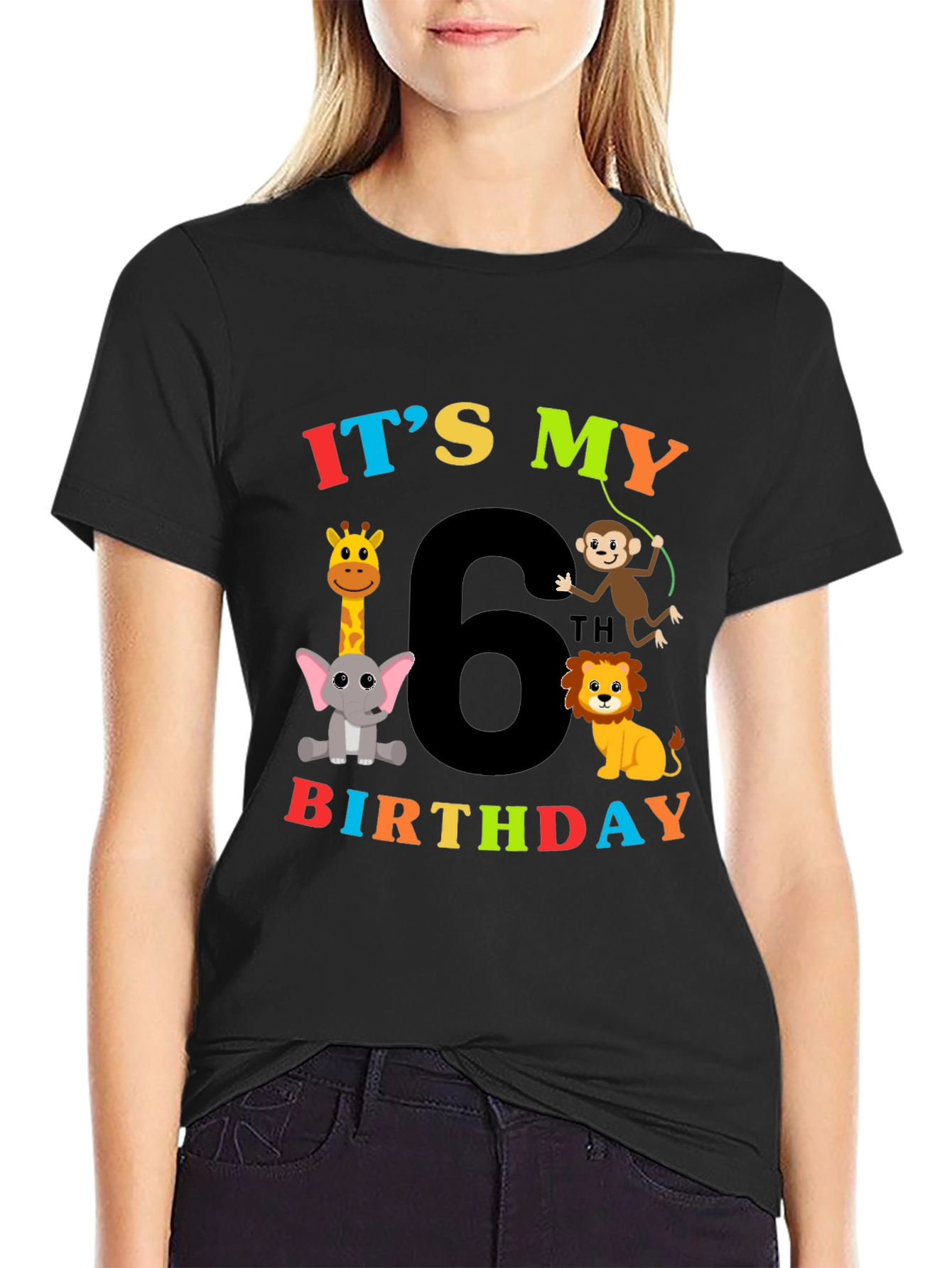 Kids 6th Birthday Animal T-Shirt