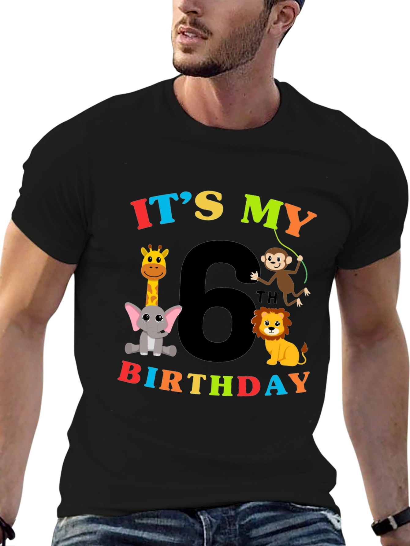 Kids 6th Birthday Animal T-Shirt