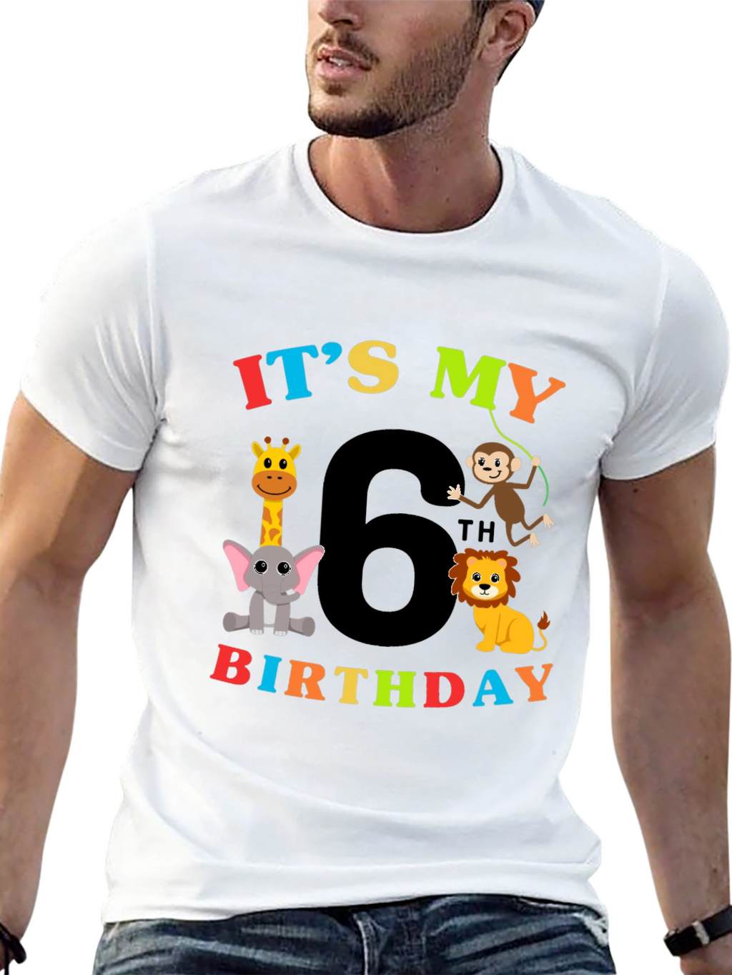 Kids 6th Birthday Animal T-Shirt