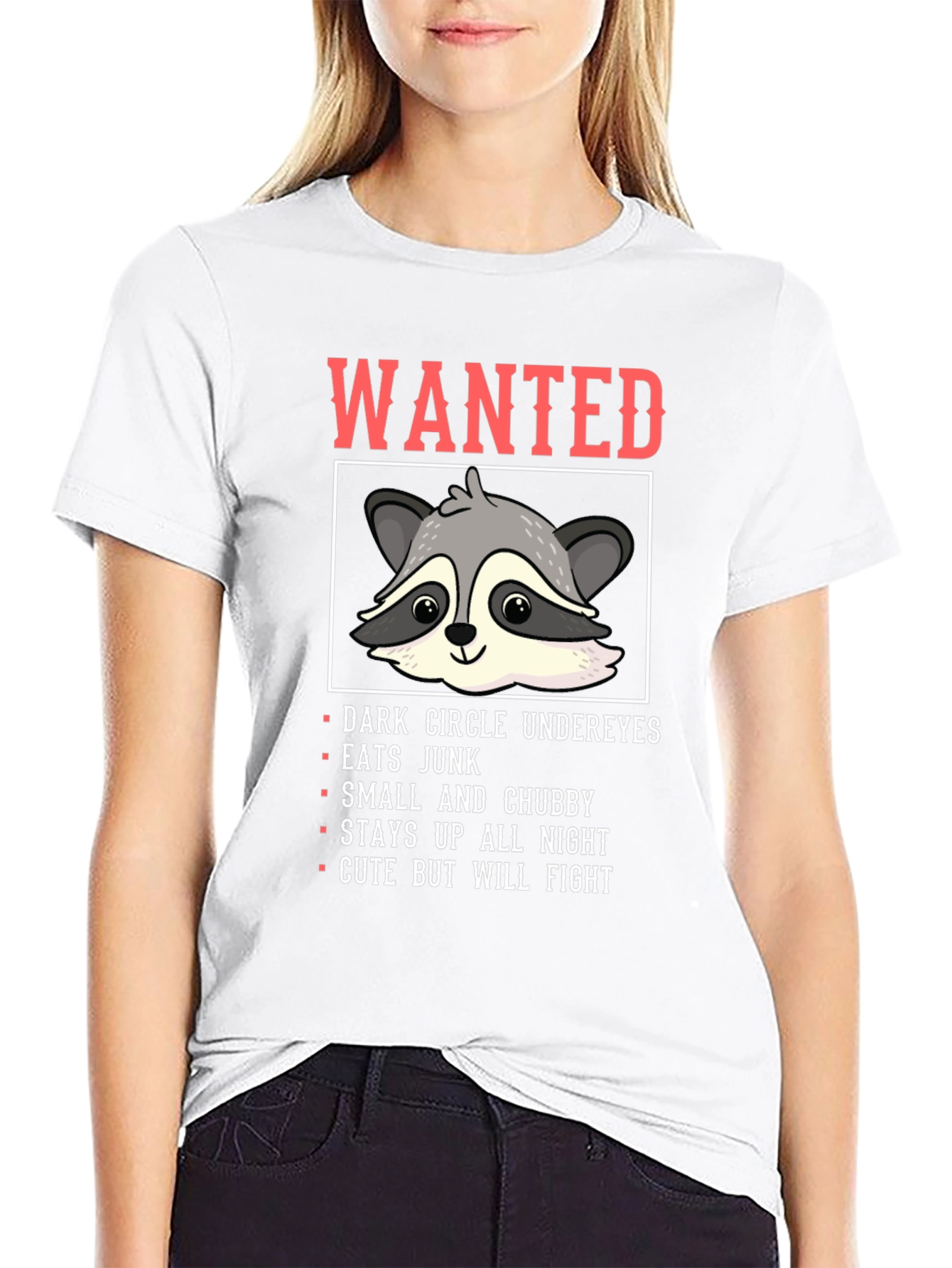 Wanted Raccoon Funny Graphic T-Shirt