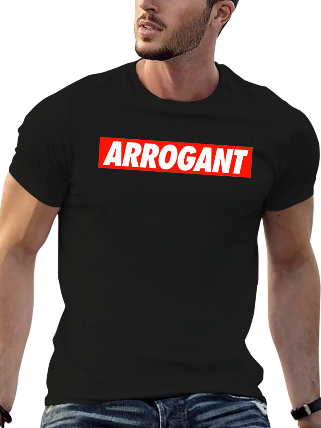 Arrogant Bold Graphic Tee - Mens Black Cotton T-Shirt