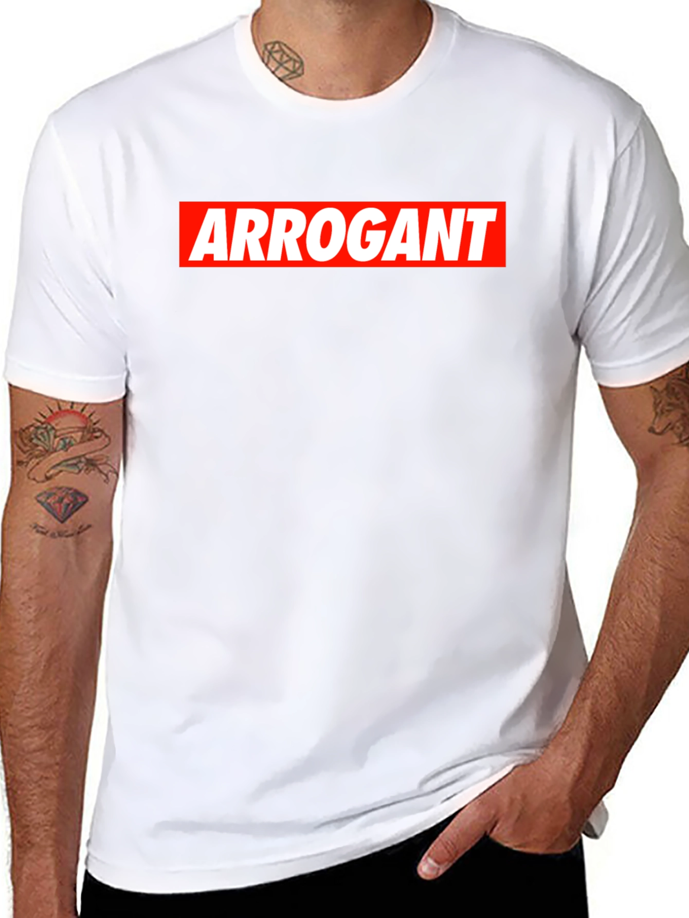 Arrogant Bold Graphic Tee - Mens Black Cotton T-Shirt