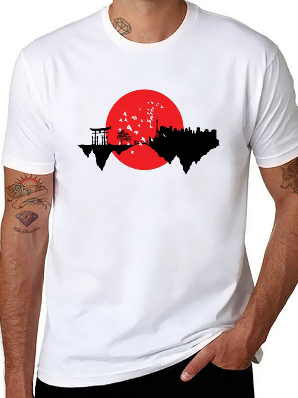 Japanese Skyline Graphic T-Shirt - Black