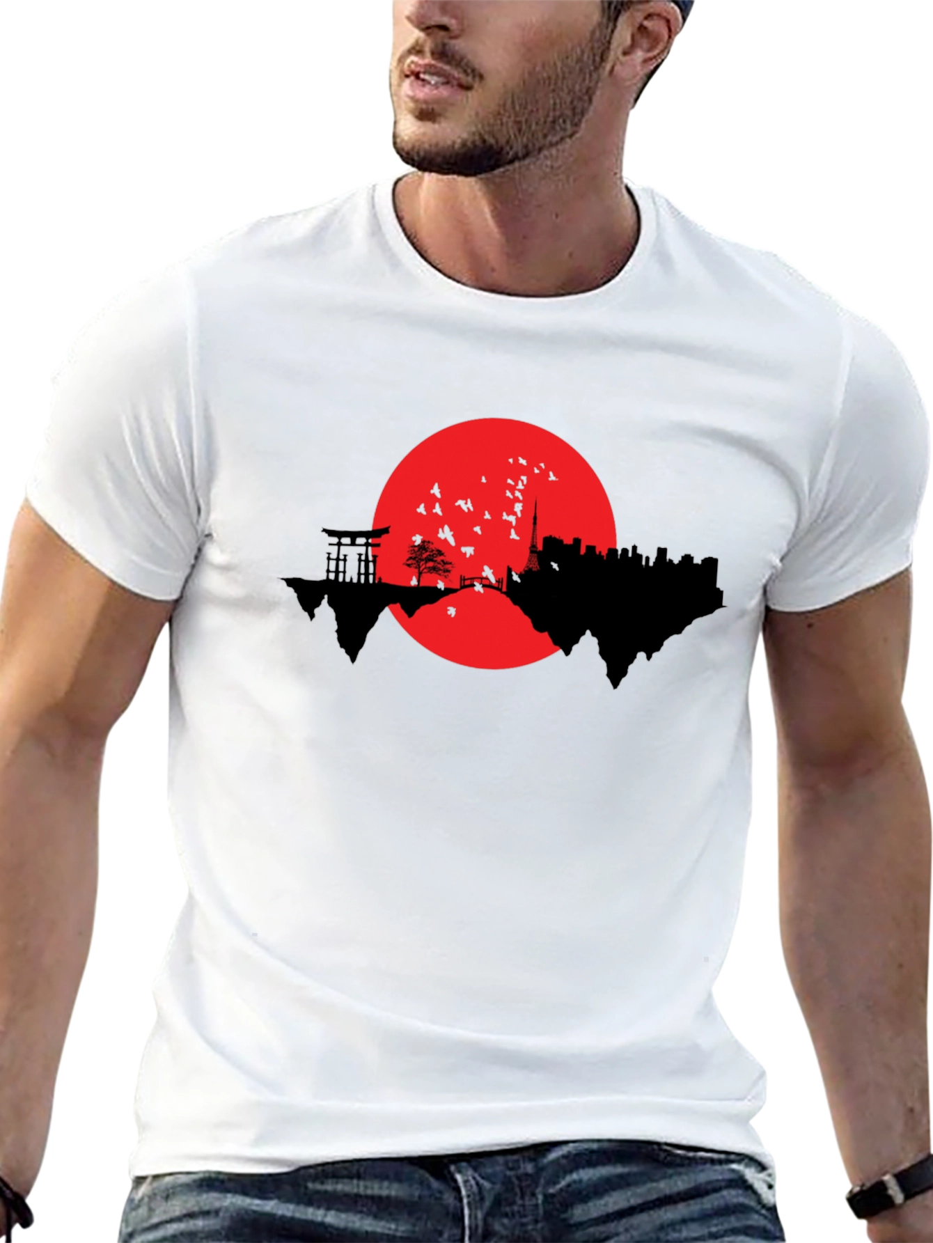 Japanese Skyline Graphic T-Shirt - Black