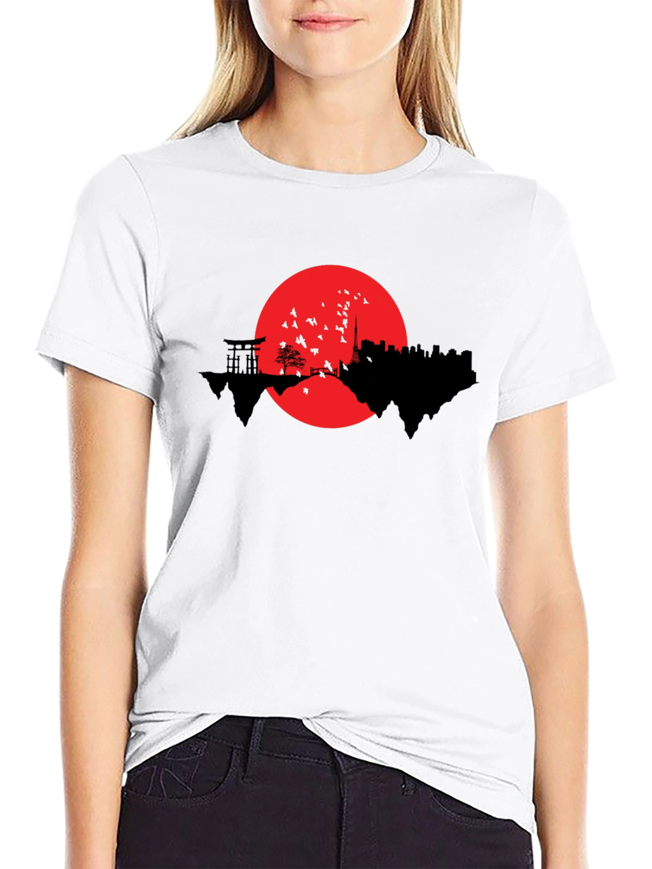 Japanese Skyline Graphic T-Shirt - Black