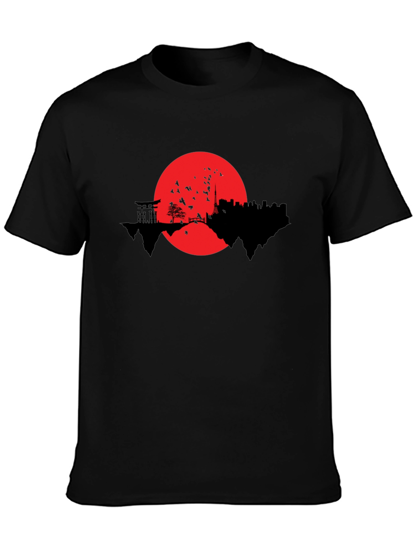 Japanese Skyline Graphic T-Shirt - Black