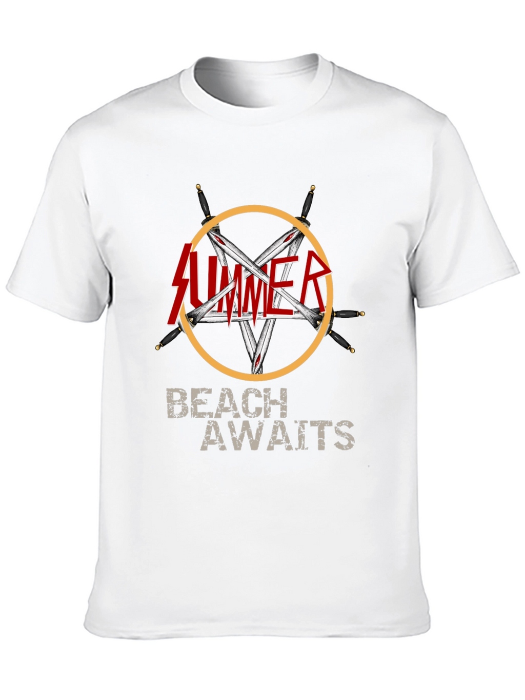 Summer Beach Awaits Graphic T-Shirt - Black