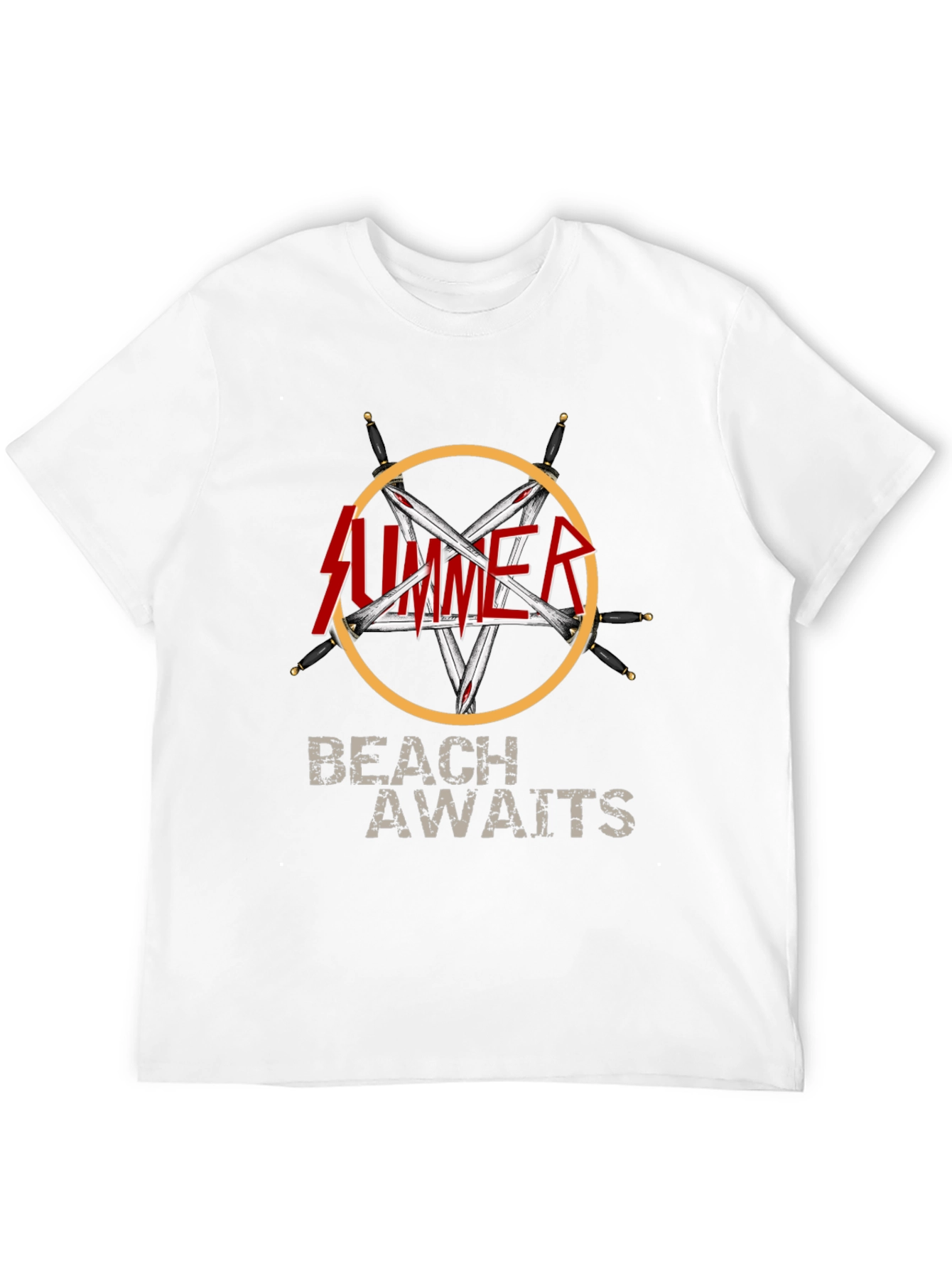 Summer Beach Awaits Graphic T-Shirt - Black
