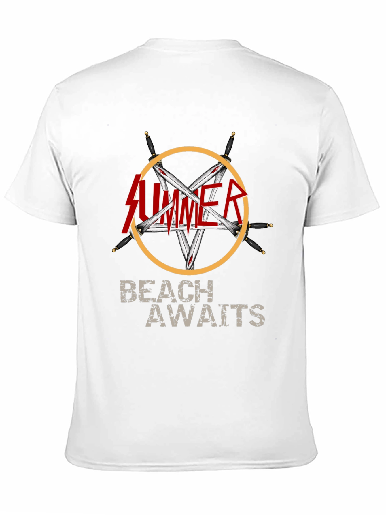 Summer Beach Awaits Graphic T-Shirt - Black