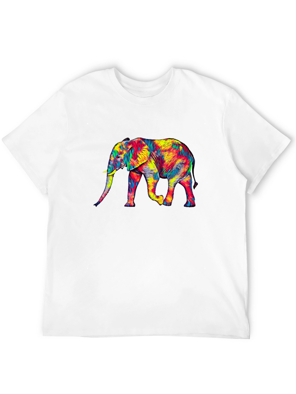 Vibrant Elephant Graphic Tee - Black Cotton