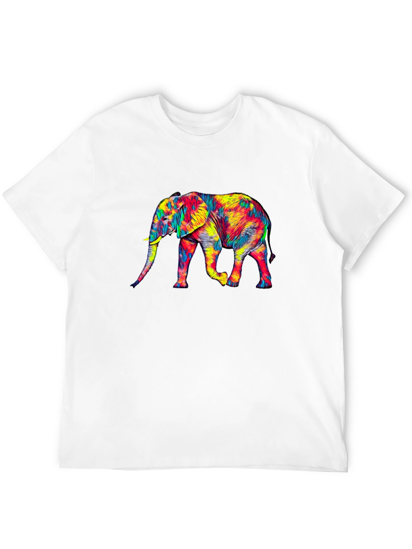 Vibrant Elephant Graphic Tee - Black Cotton