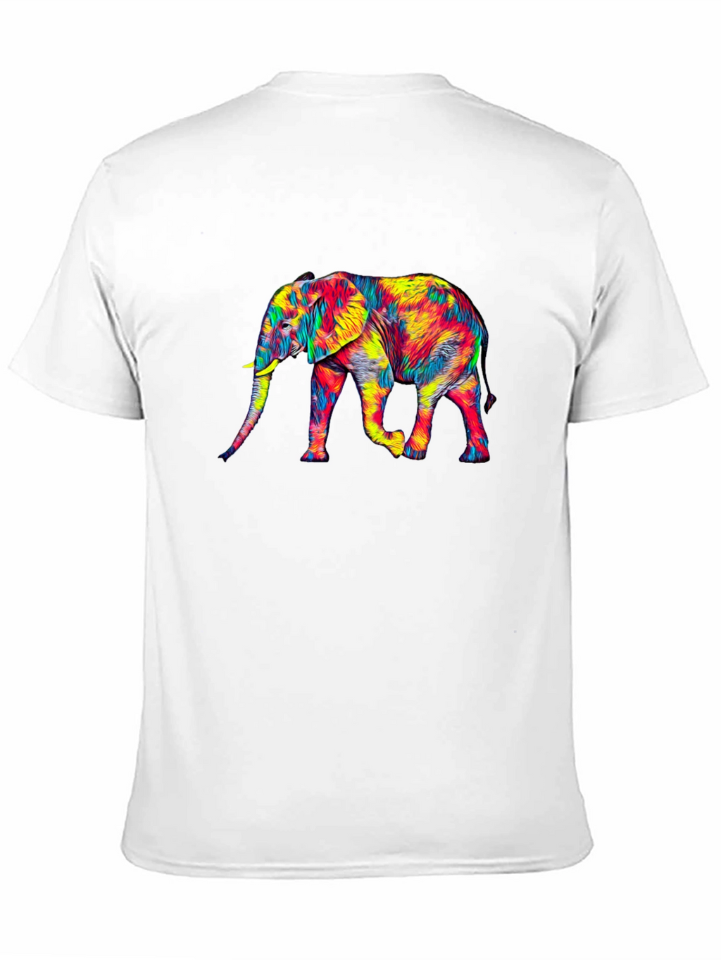 Vibrant Elephant Graphic Tee - Black Cotton