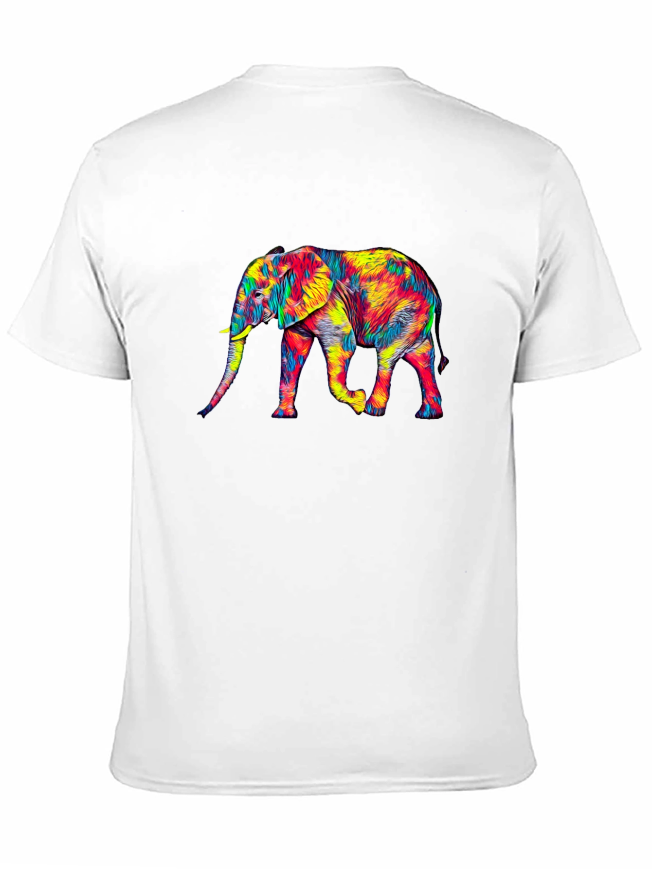 Vibrant Elephant Graphic Tee - Black Cotton