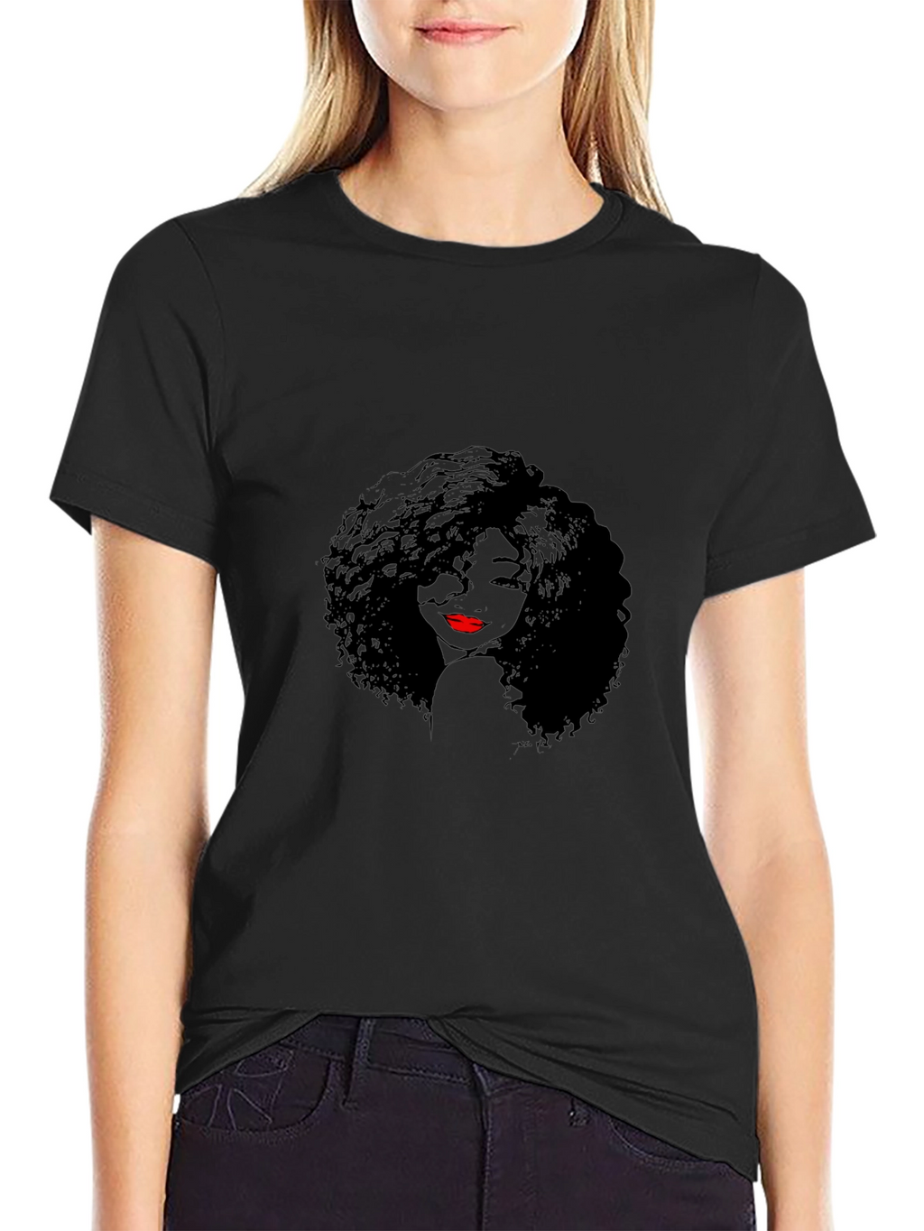 Afro Woman Graphic Black T-Shirt