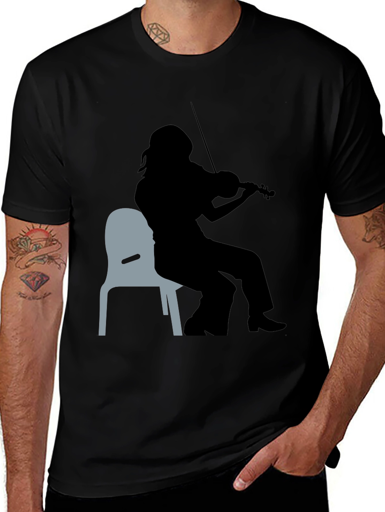 Violinist Silhouette Graphic Tee - Unisex Black T-Shirt